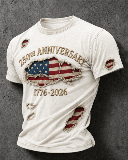 🔥Buy 3 Get 10% Off🔥Men'S Casual American 250Th Anniversary Printed Round Neck Short Sleeved T-Shirt