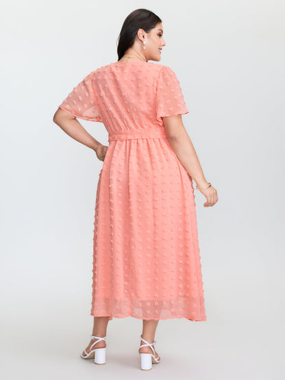 Stretchy Waistband Tie Wrap Neckline Maxi Dress