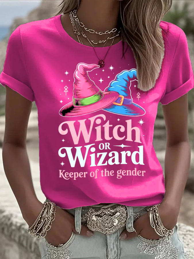Women's  halloweenwitch print casual T-shirt