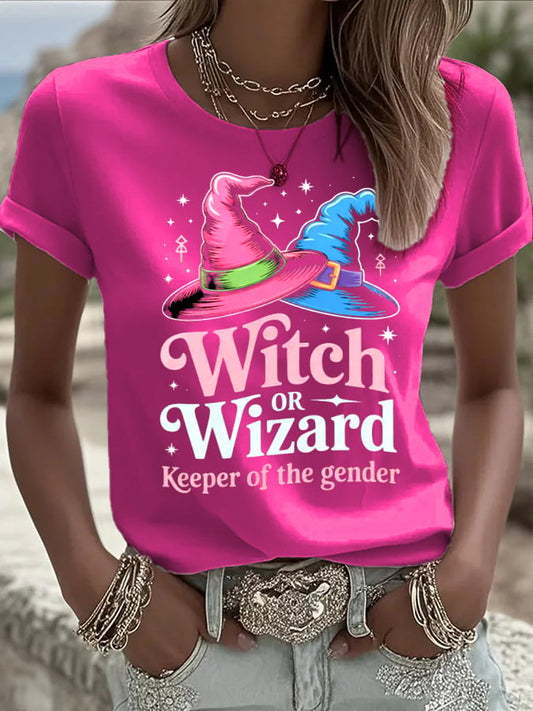 Women's  halloweenwitch print casual T-shirt