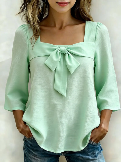 Women's Casual Bow Cotton Shirt