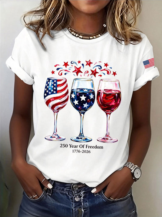 🔥Buy 3 Get 10% Off🔥Women'S  America Flag Printed Casual T-Shirt