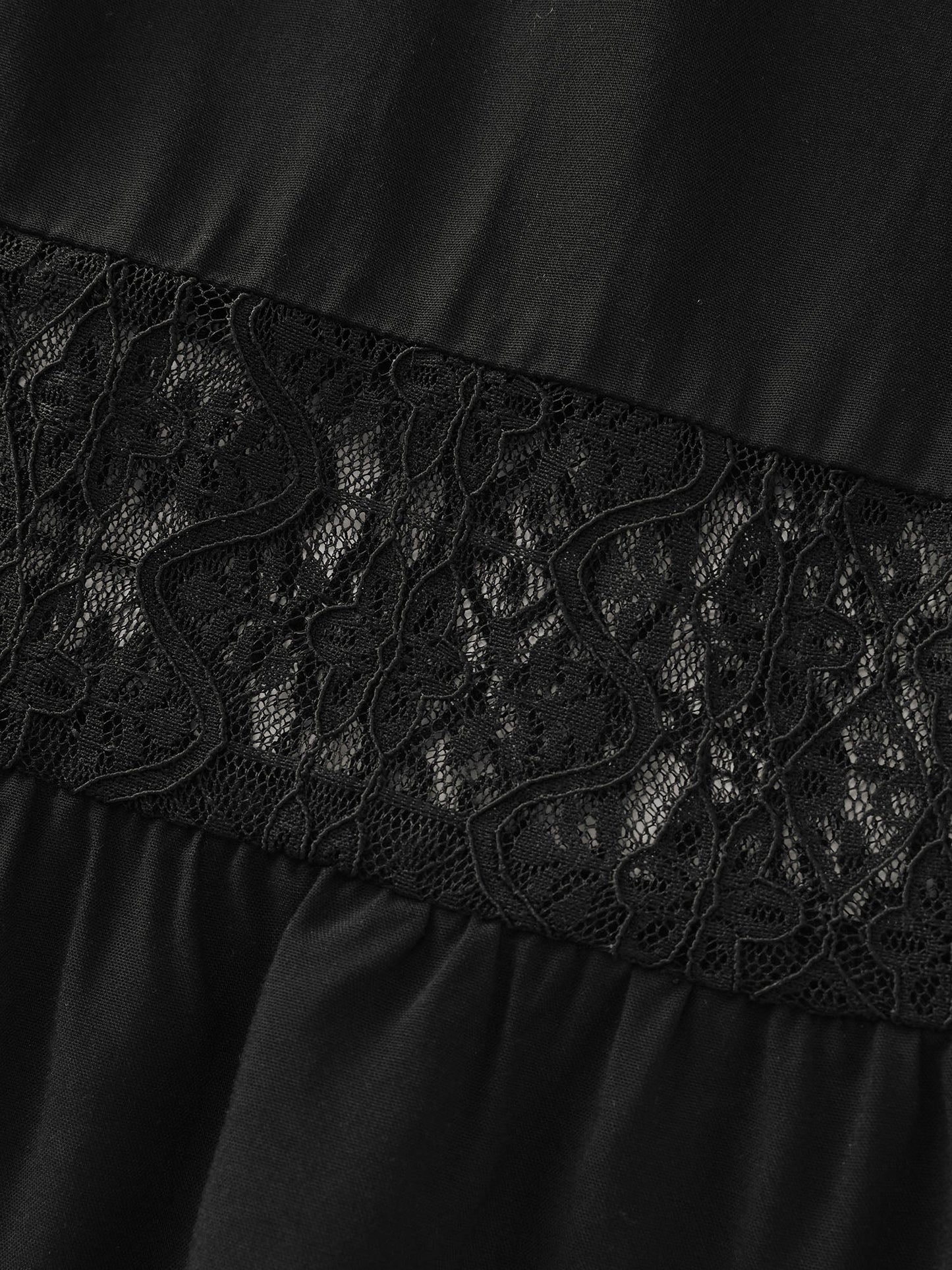 Lace Shirred Waist High Low Hem Midi Dress