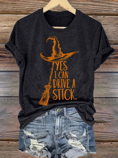 🔥HOT SALE🔥Women's Yes I Can Drive A Stick Print Round Neck T-shirt