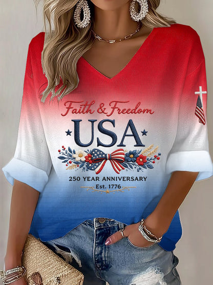 Women's American 250th Anniversary Faith & Freedom  Top