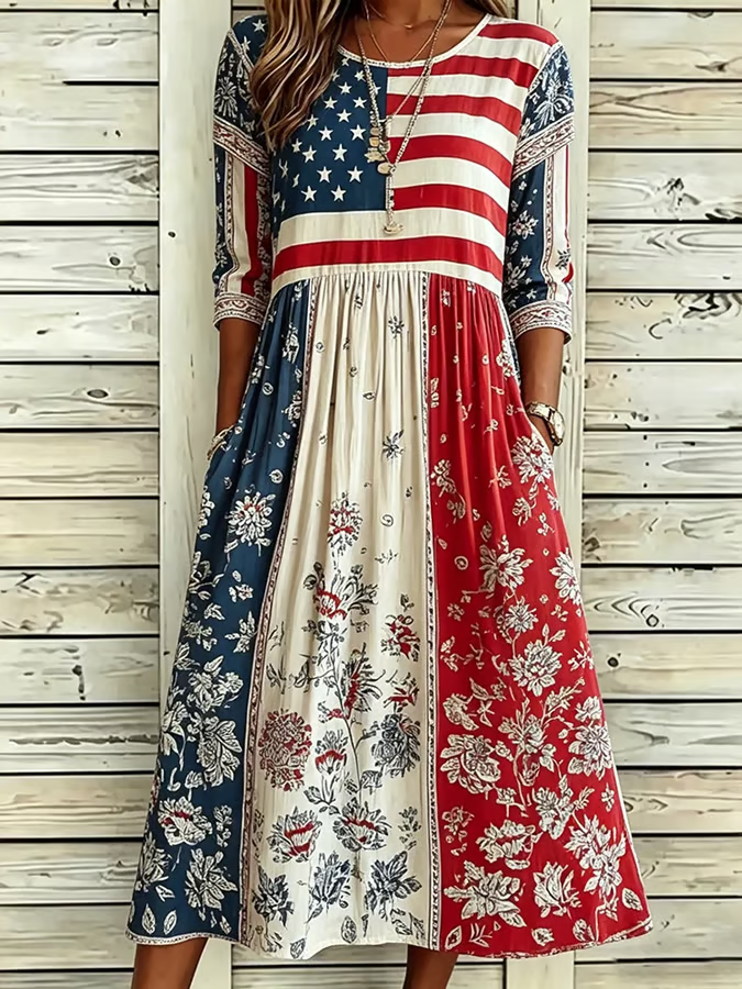 🔥Buy 3 Get 10% Off🔥Women'S Flag Floral Print Dress