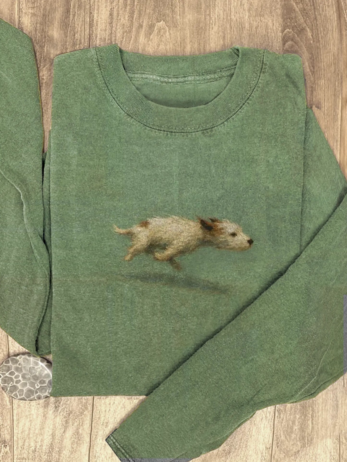 Funny Cute Running Dog Art Print Casaul Cotton Long Sleeve Shirt
