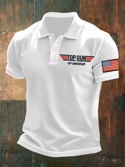 Men's Retro 40th Anniversary Printed Polo Shirt