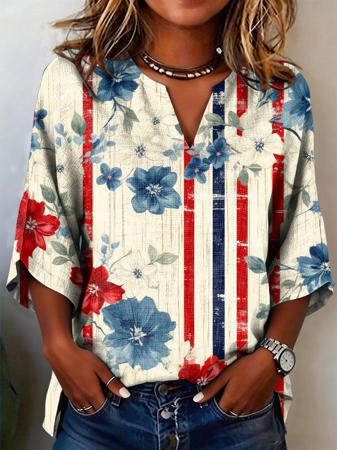 Women's 250th Anniversary Cotton And Linen Floral Print Shirt