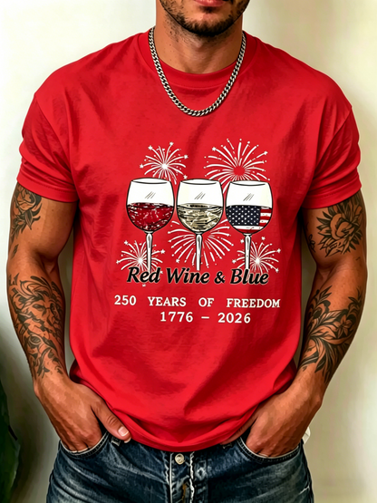 Men’s USA 250th Anniversary Print Crew Neck Short Sleeve T-Shirt