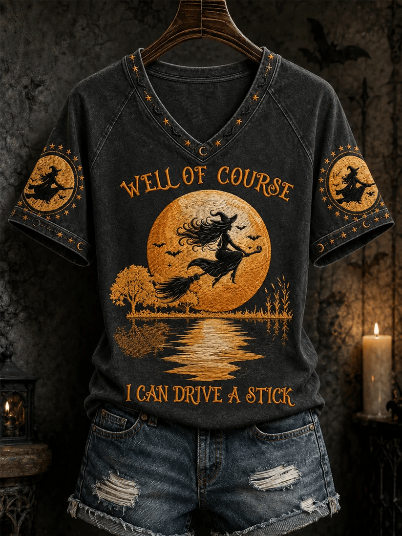 Women's Halloween Witch Print T-shirt
