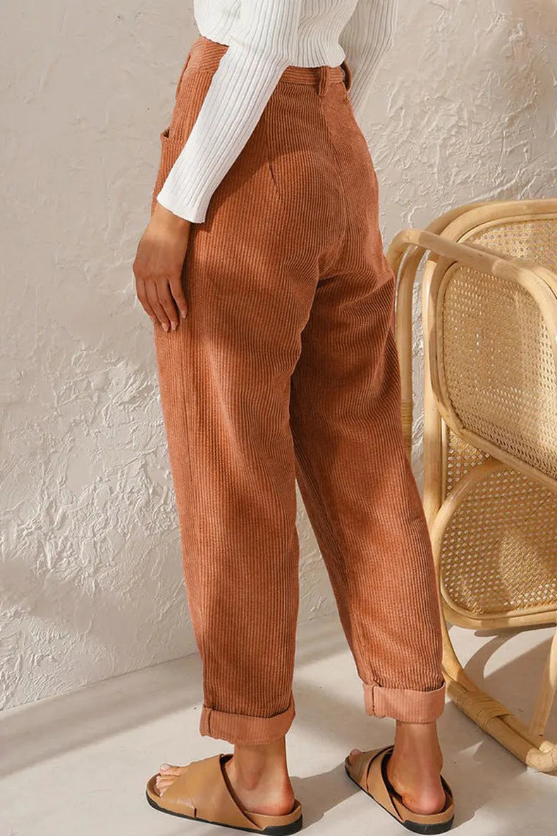 Women'S Corduroy Loose Straight Trousers
