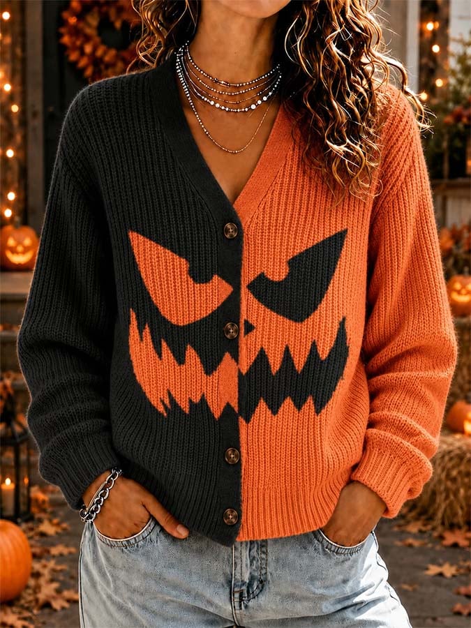 Women'S Casual Maple Leaf Knit Cardigan