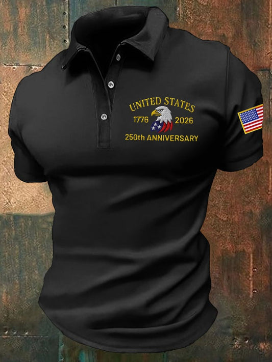 Men's America 250th Anniversary Print Casual Polo Shirt