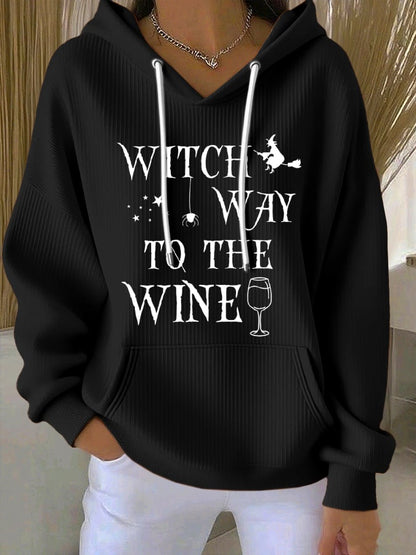 🔥Buy 2 Get 10% Off🔥Women'S Witch Way To The Wine Print Casual Hoodie
