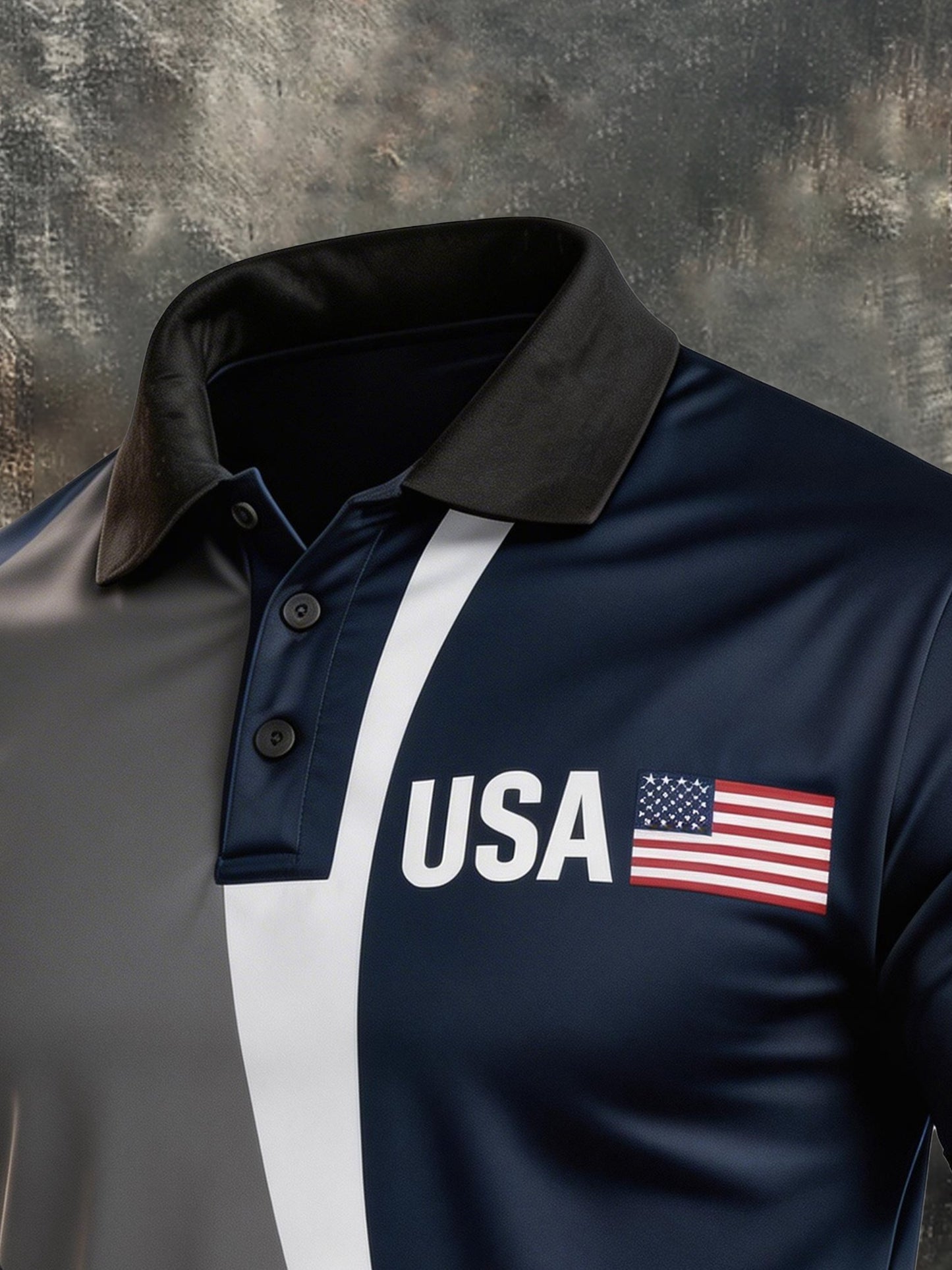 Men's Retro Patriot Color Block Polo Collar Short Sleeve