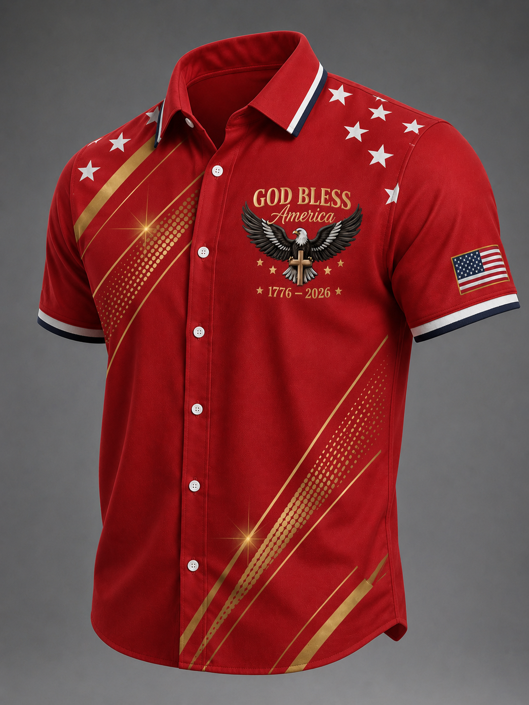 🔥Buy 3 Get 10% Off🔥Men'S Casual American 250Th Anniversary Personalized Printed Lapel Shirt