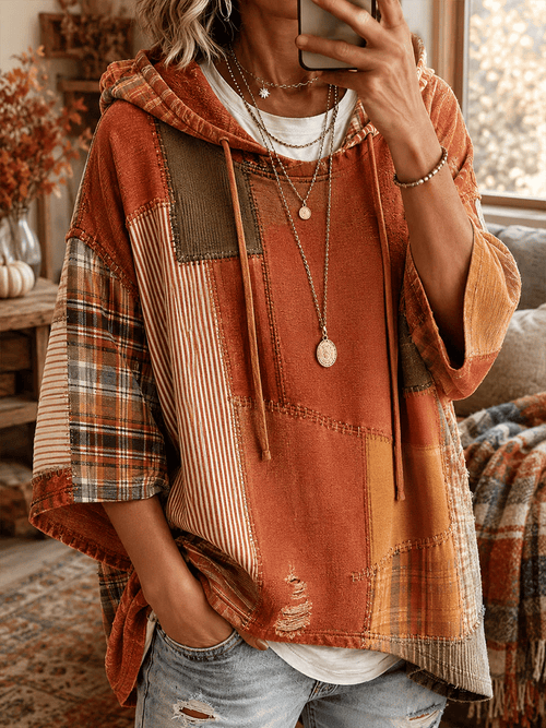 Women's Fall Patchwork Art Hoodie