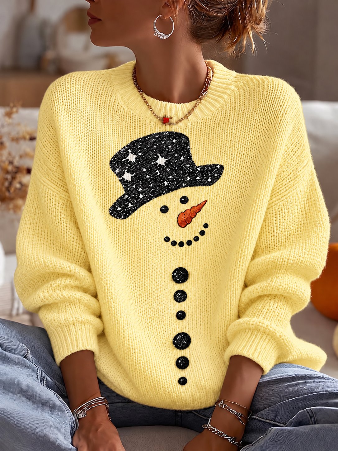 Women'S Christmas Print Crew Neck Long-Sleeve Sweatshirt