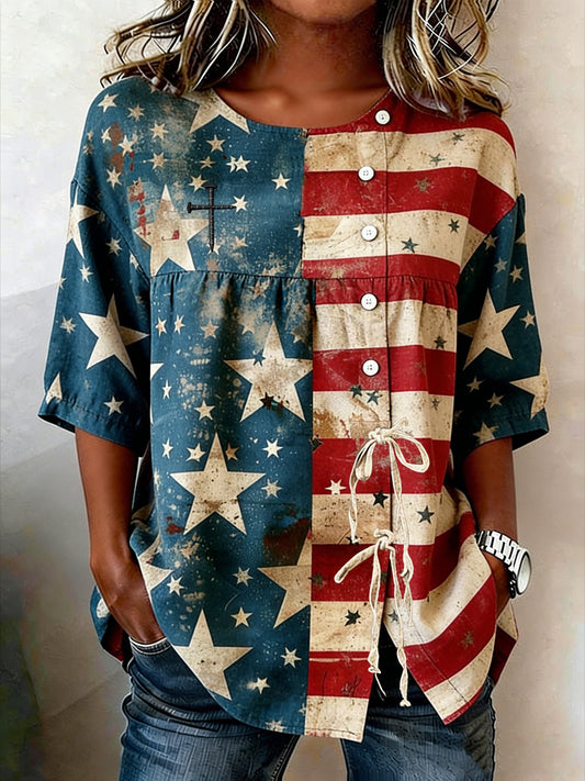 Women's Vintage 250th Anniversary Commemorative Printed Top