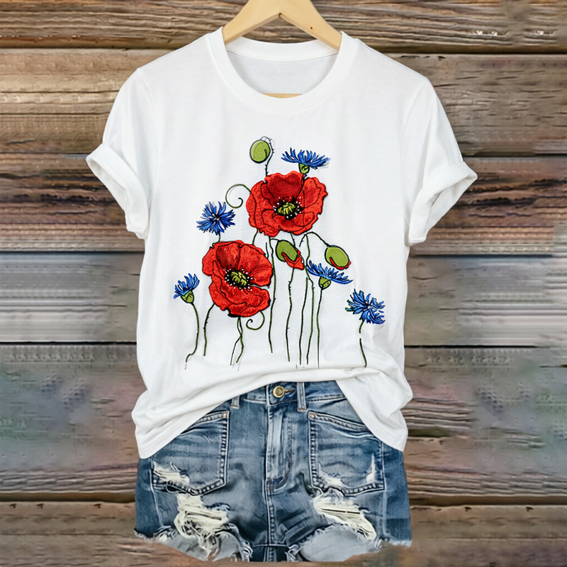 Women's "Red Friday" Poppy Commemorative Crew-Neck T-Shirt