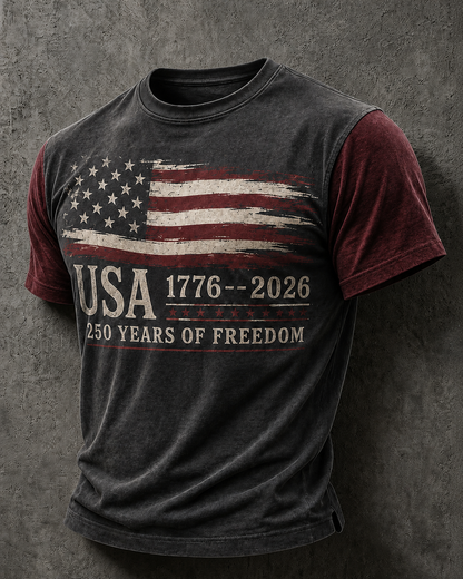 🔥Buy 3 Get 10% Off🔥Men'S Casual American 250Th Anniversary Printed Round Neck Short Sleeved T-Shirt