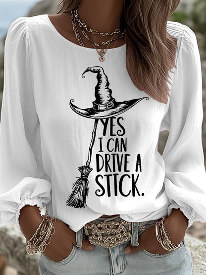🔥HOT SALE🔥Women's Yes I Can Drive A Stick Printed Long Sleeve Shirt