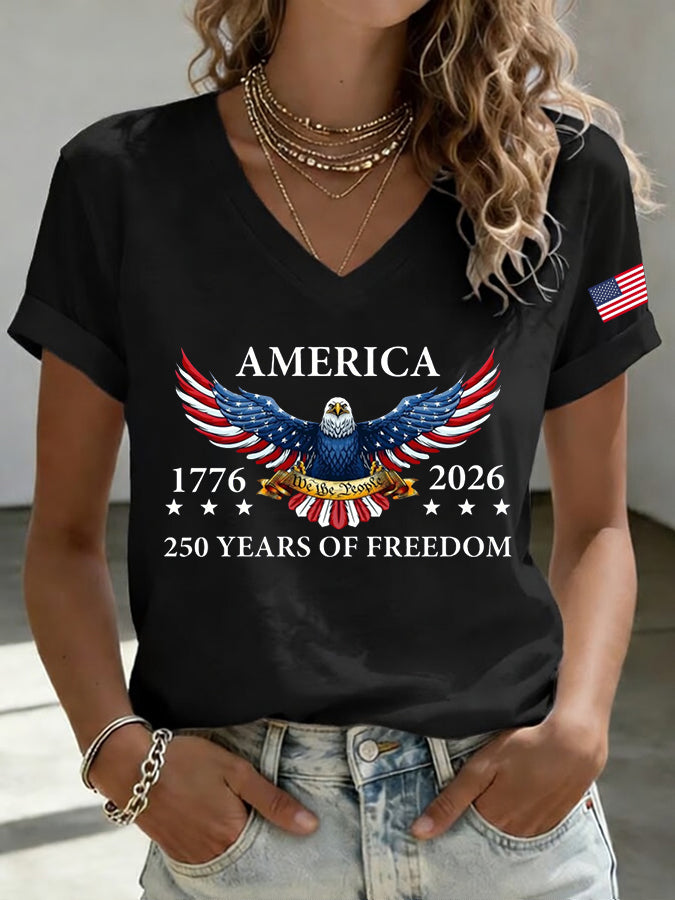 Women'S 250Th Anniversary Independence Day Printed T-Shirt