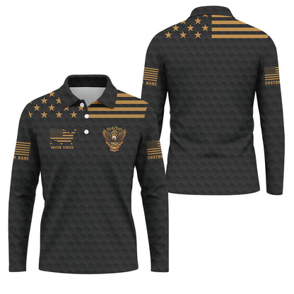 We The People 250 Years Golf Ball Pattern Black Golf Shirt, 4th Of July Patriotic Golf Shirts For Men