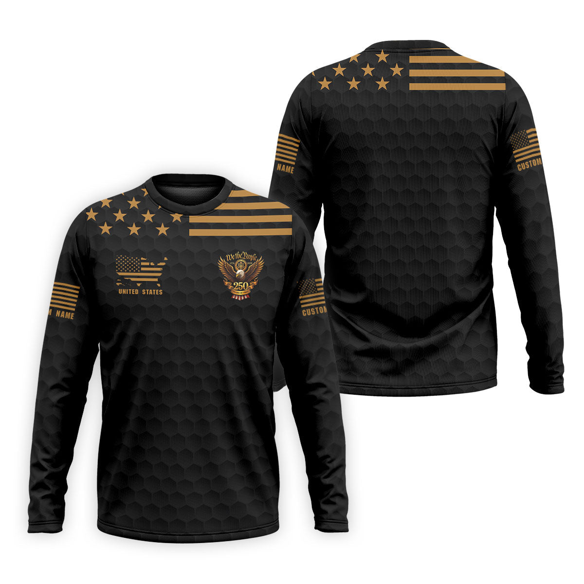 We The People 250 Years Golf Ball Pattern Black Golf Shirt, 4th Of July Patriotic Golf Shirts For Men