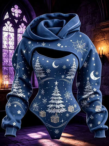 3D Cutout Hooded Waist Slim Bodysuit