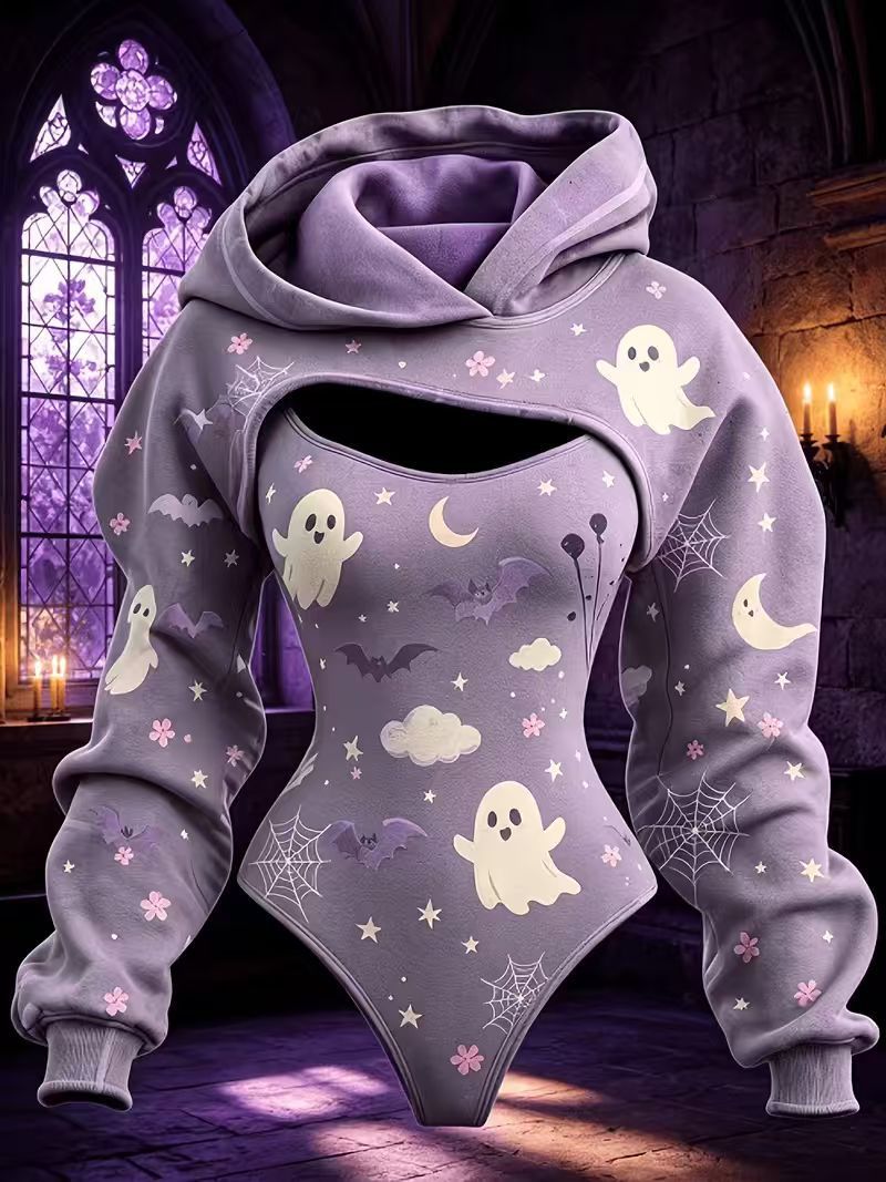 3D Cutout Hooded Waist Slim Bodysuit