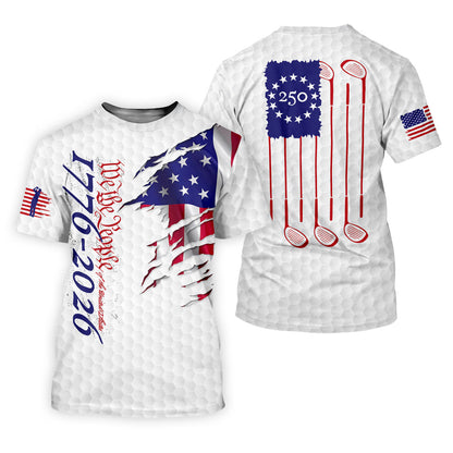 We The People Golf Tops For Men, 250 Years Of America Golf Shirt, 4th Of July Polo Shirts For Men