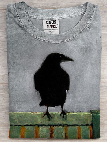 Raven Art Print Casual Short Sleeve T-shirt