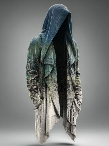 Vintage Abstrct Art Print Casual Hoodie Cardigan