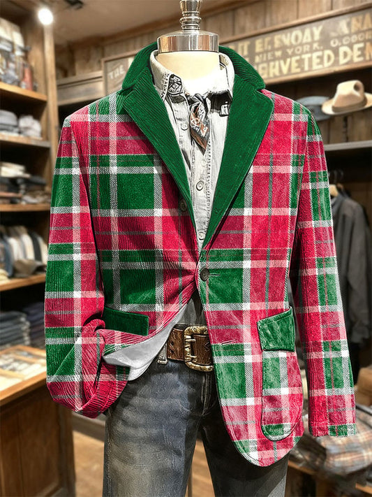 Men's Retro  Christmas Plaid Casual Blazer