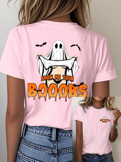 Women's Halloween Show Me Your Boobs Print T-Shirt