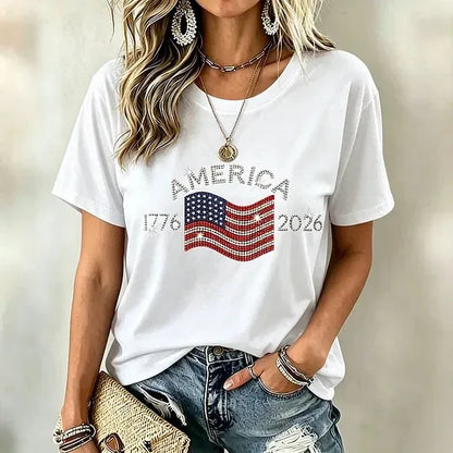 Women's Vintage Flag Art Print Tshirt