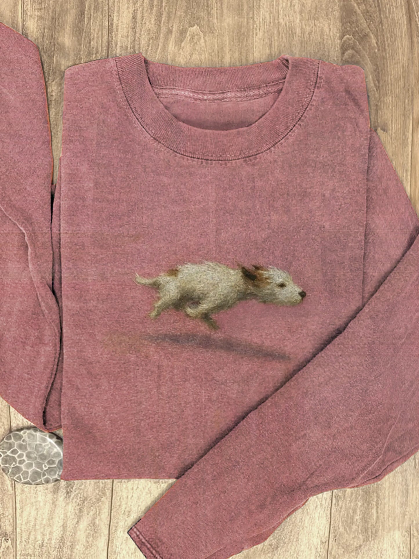 Funny Cute Running Dog Art Print Casaul Cotton Long Sleeve Shirt