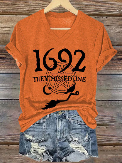 Women's 1692 They Missed One Print V Neck T-shirt