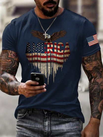 Men's Casual 250th Anniversary Commemorative National Flag T-shirt