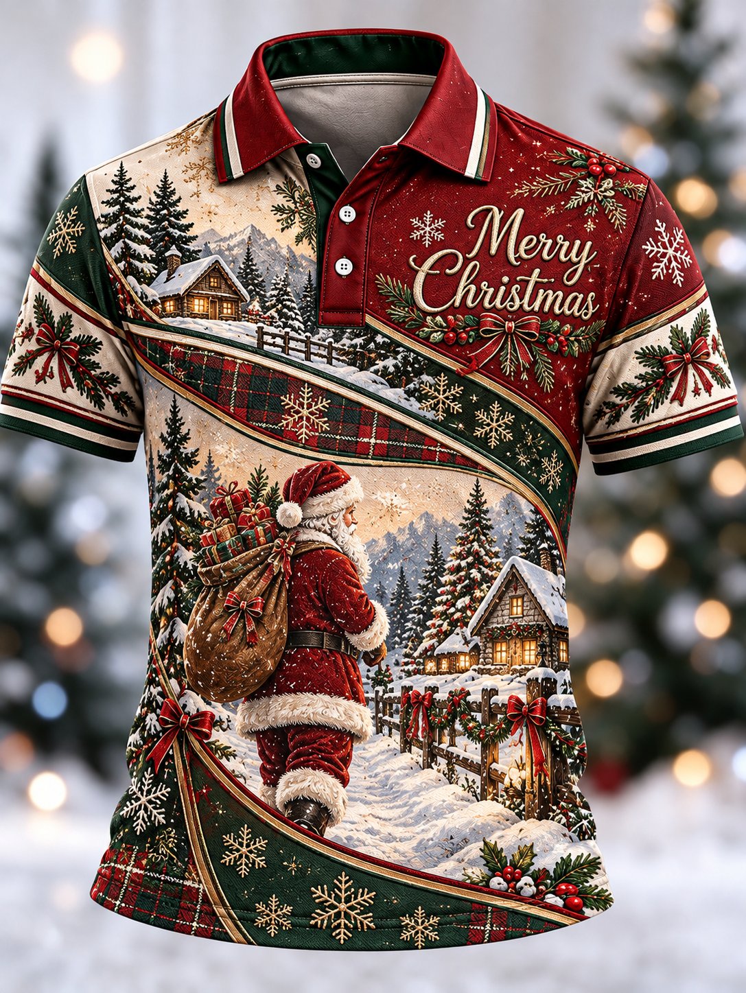 Men's Christmas Print Polo Shirt