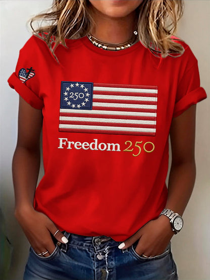 Retro 250th Anniversary 250 Freedom Print T-Shirt