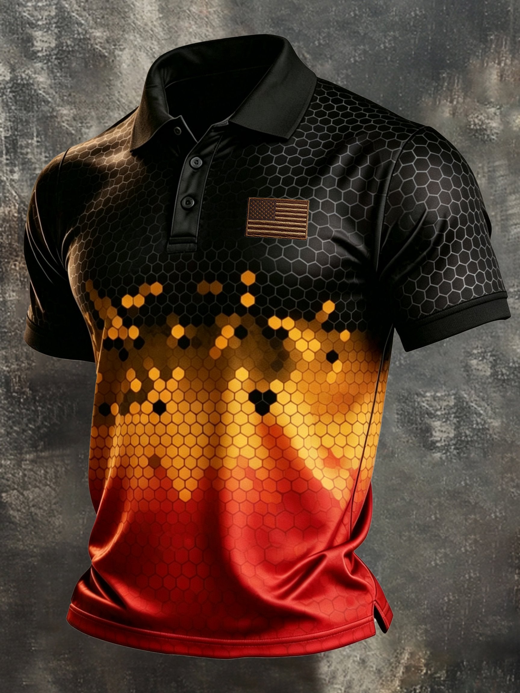Men's Retro "Patriot" Color-Block Short-Sleeve Polo Shirt