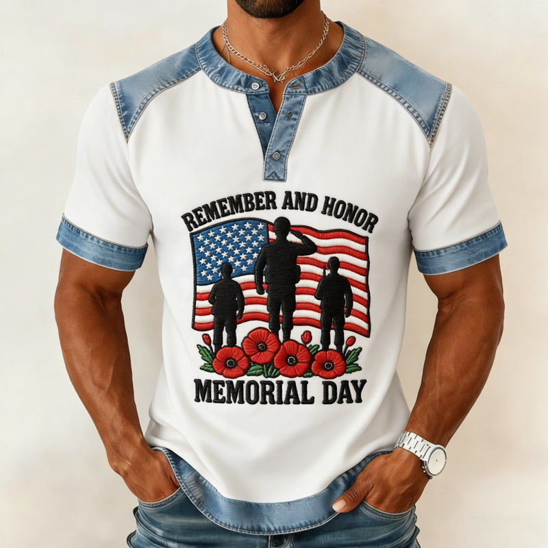 Men's Memorial Day Poppy Art Casual Top