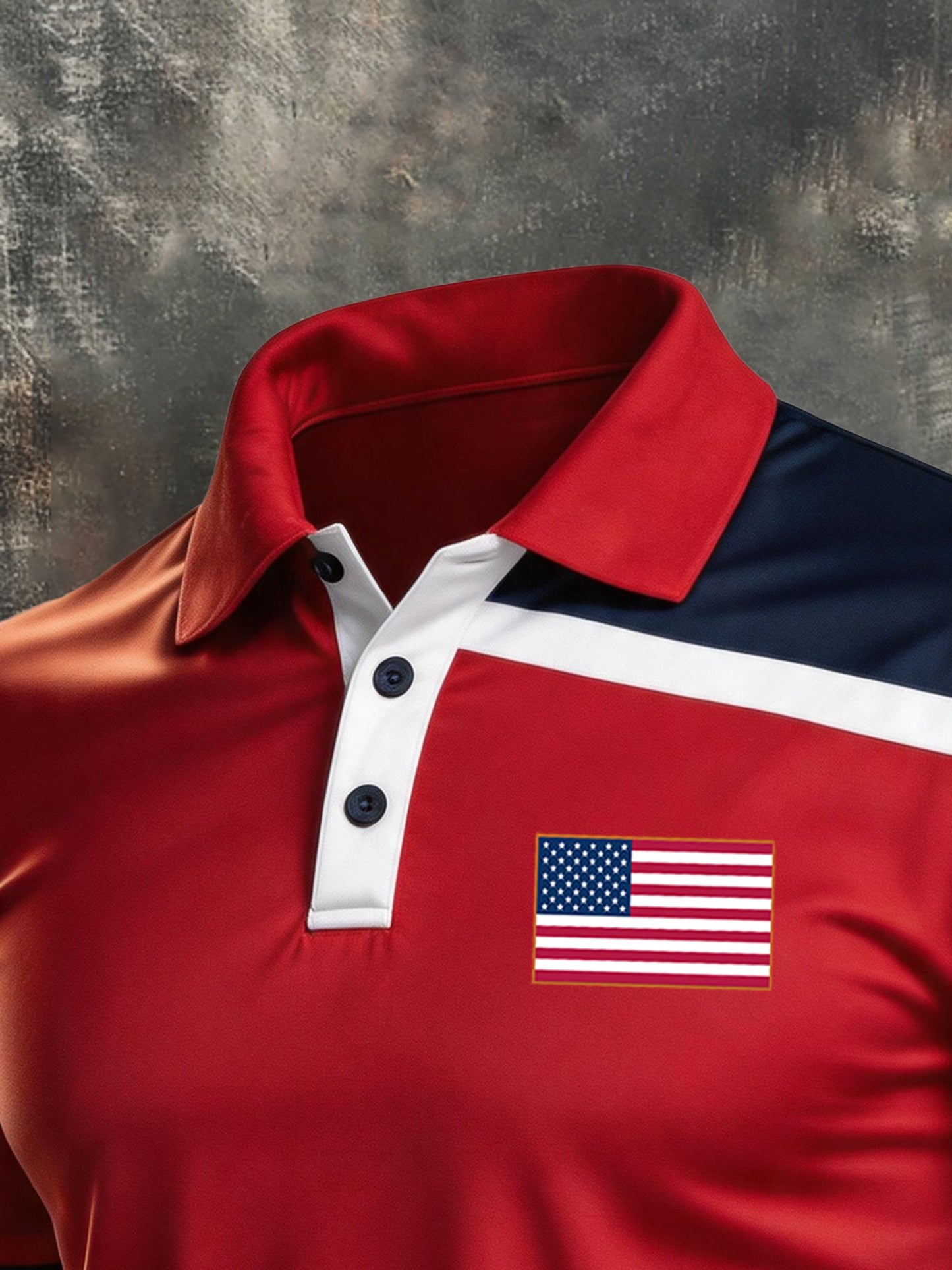 Men's Retro "Patriot" Color-Block Short-Sleeve Polo Shirt