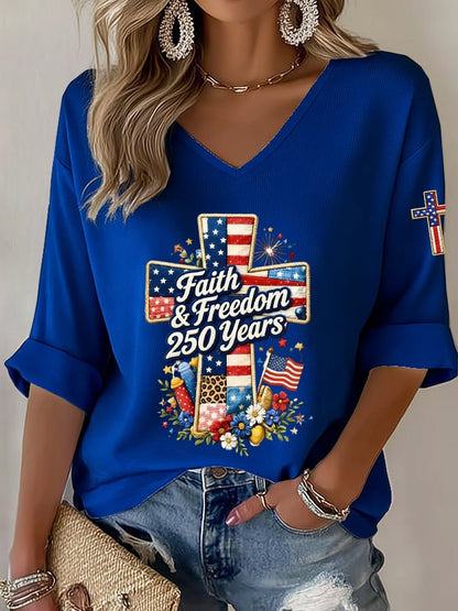 Women's American 250th Anniversary Faith & Freedom  Top
