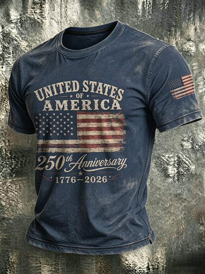 🔥Buy 3 Get 10% Off🔥250Th Anniversary Washed And Worn Round Neck T-Shirt In The United States