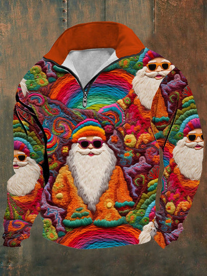 Men's Retro Santa Print Long Sleeve Top
