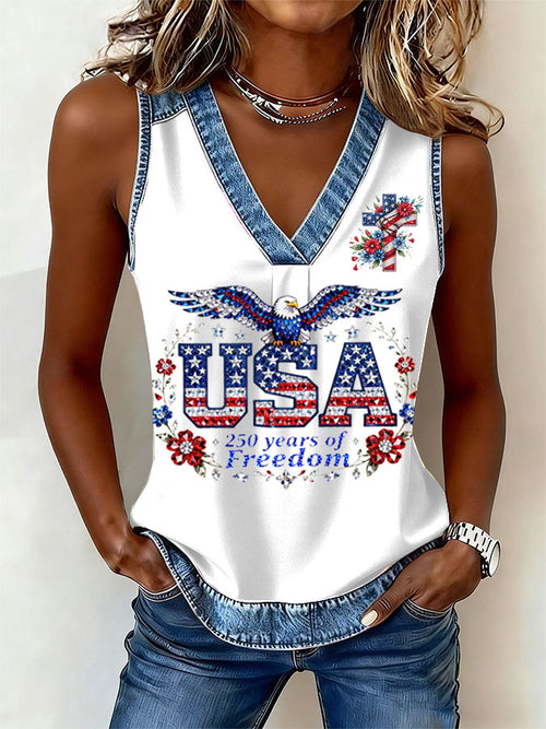 🔥Buy 3 Get 10% Off🔥Women's Flag Cross Print Sleeveless Top
